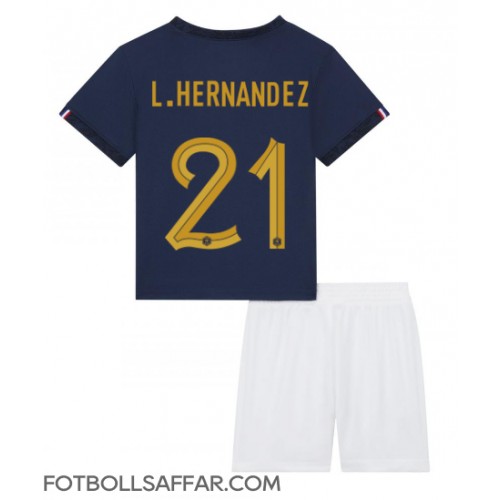 Frankrike Lucas Hernandez #21 Hemmadräkt Barn VM 2022 Kortärmad (+ Korta byxor)